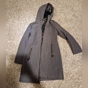 Women's Waterproof BCBGeneration Gray Hooded Winter Coat Faux fur Trim